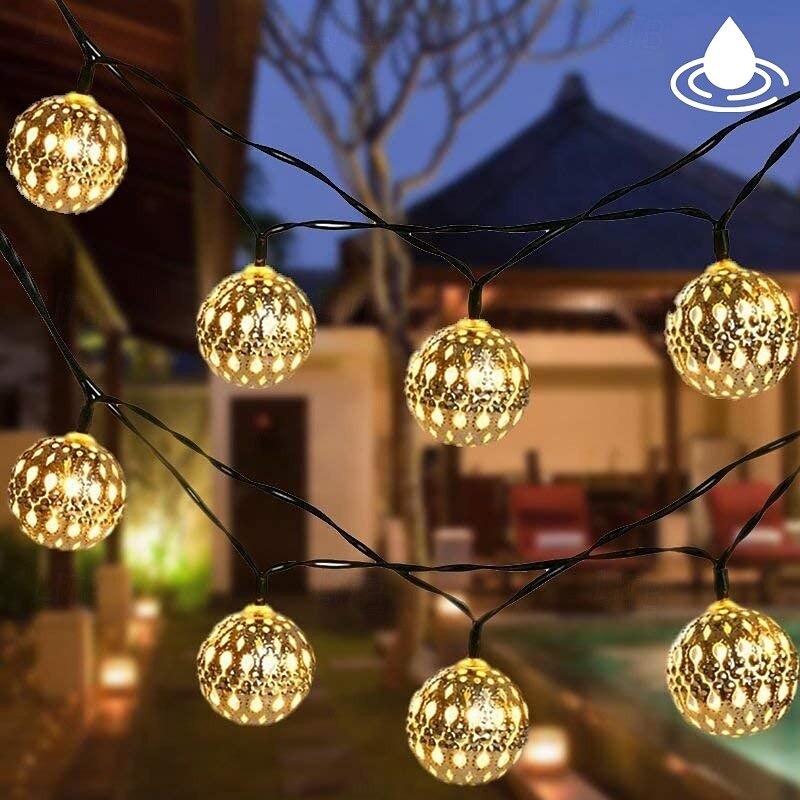 Elegant Wedding Party Reception Solar LED String Lights - Moroccan Ball Outdoor Garden Lights, Waterproof 10M-50LED, 7M-30LED, 5M-20LED Globe Lanterns for Home Decoration
