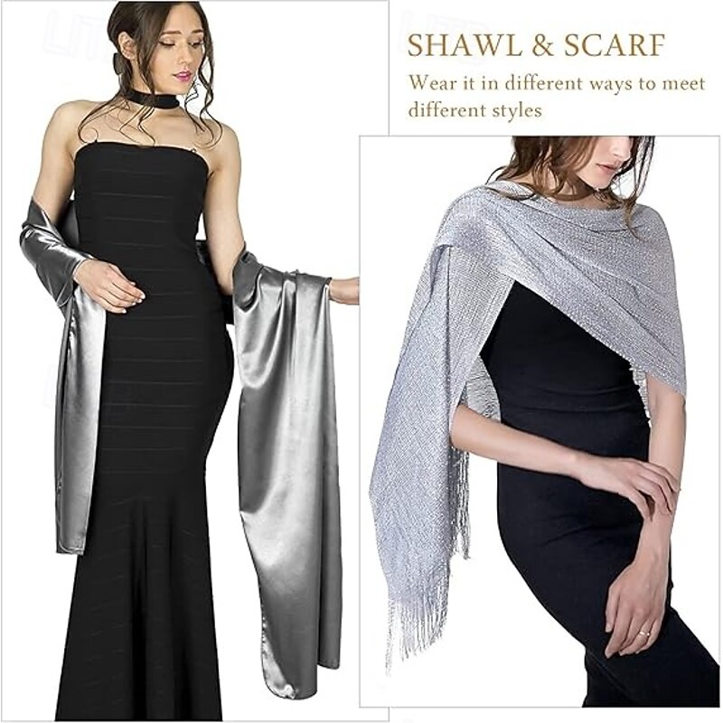 Wedding Bridal Satin Chiffon Evening Scarve for Women Silky Solid Color Shawl Wraps Stole For Weddings Bridal Bridesmaids Proms Parties4