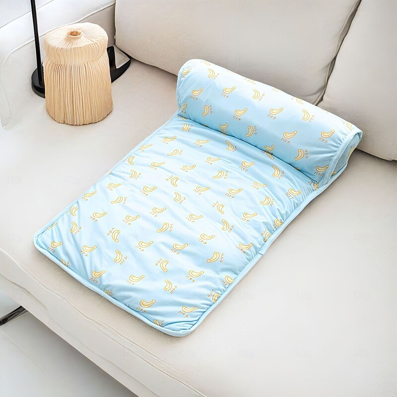 Cooling Dog Bed Pet Cooling Mat with Pillow, Ice Silk Cooling Dog Blanket, Self Cooling Pad for Cat,Dog, Washable Summer Pet Mat for Kennel, Crates, Sofa, Floor4