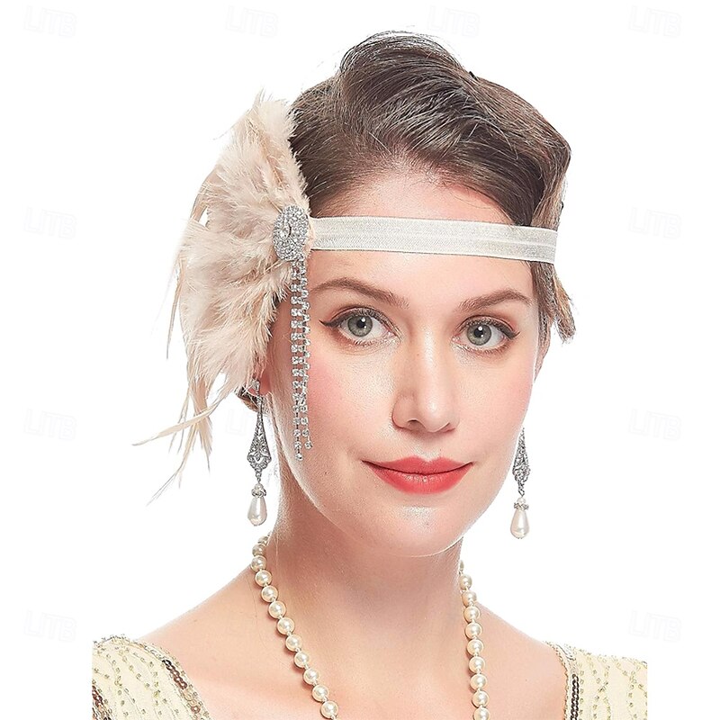 1920s The Great Gatsby Flapper Headband The Great Gatsby Feather Retro Sparkling Glitter Vintage Fancy Dress Women's Carnival Valentine's Day Masquerade Party Evening Wear Masquerade Festival Adults'2