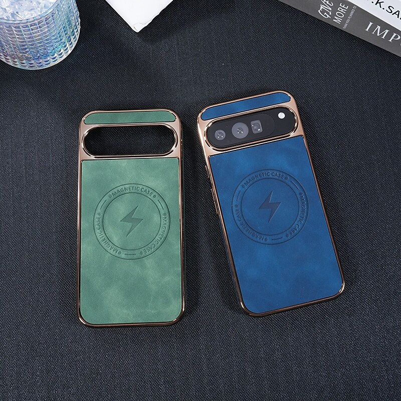 Phone Case for Google Pixel 9 Pro/XL, Pixel 8 Pro, Pixel 8/9, Magnetic Adsorption, Wireless Charging, Shockproof Retro Leather2