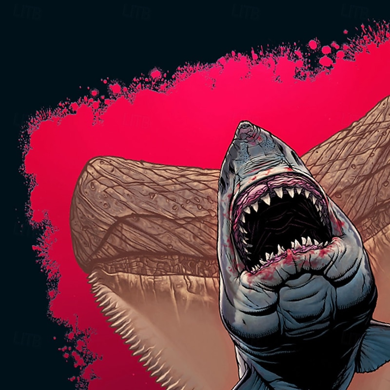 Saw VINCENT HIE Men's Shark T Shirt Short Sleeve T shirt 3D Print Crew Neck Shirt Exaggerated Designer Party Street Casual Black Summer Spring All Seasons Clothing Apparel S M L XL XXL XXXL 4XL2