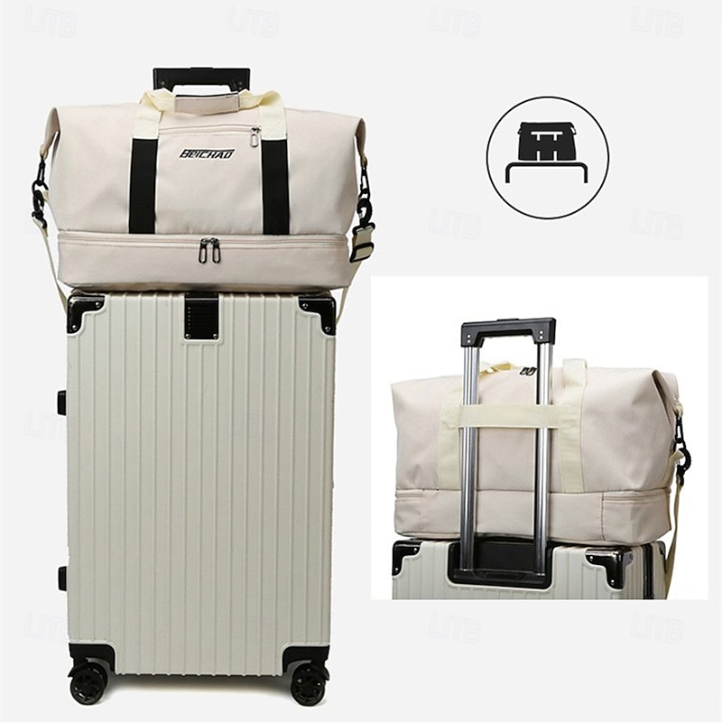 Weekender Bag Travel Duffel Bag with Shoe Compartment, Large Capacity Carry On Tote for Women, Gym Bag with Trolley Sleeve for Short Trips, Business Travel, Overnight, Handbag for Luggage