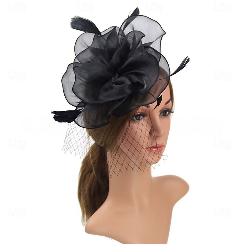 Headdress Fabric Feathers Fedora Hat Horse Race Vintage Cute With Feather Floral Headpiece Headwear4