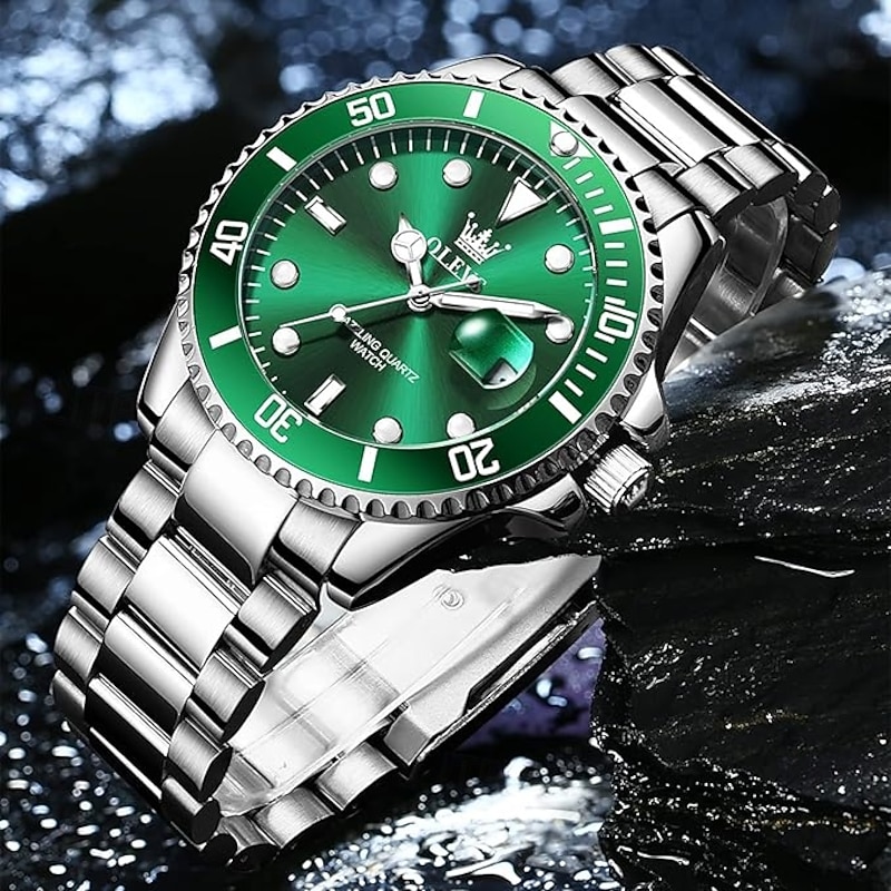 OLEVS Mens Quartz Watches Top Brand Luxury Business Waterproof Luminous Large Dial Men Wristwatches Sports Stainless Steel Watch