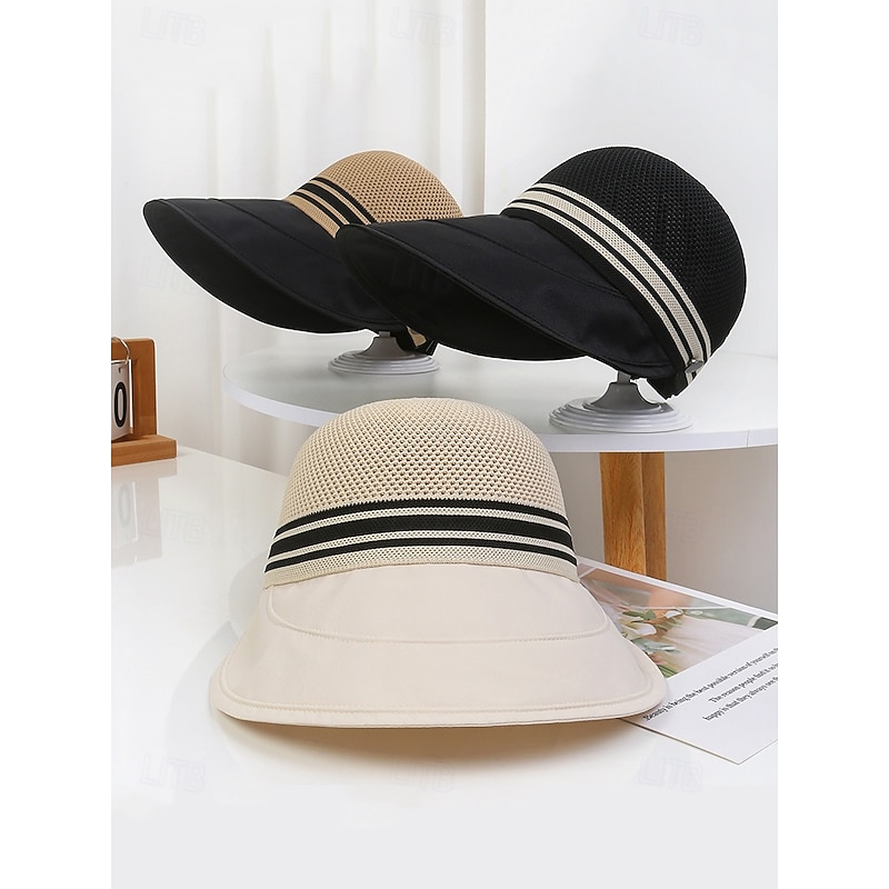 Women's Mesh Wide Brim Sun Hat – Breathable Foldable UPF Protection Beach Hat with Adjustable Strap for Outdoor Travel, Vacation & Summer Activities