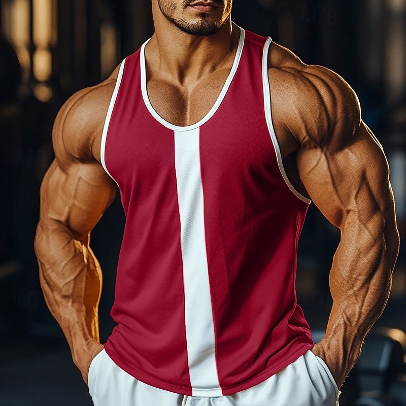 Men's Tank Top Vest Undershirt Sleeveless Shirt Sleeveless Crewneck Scoop Neck Summer Plain Fashion Classic Comfortable Color Block Street Casual Sports Yellow Red Royal Blue Top Tee for Men4