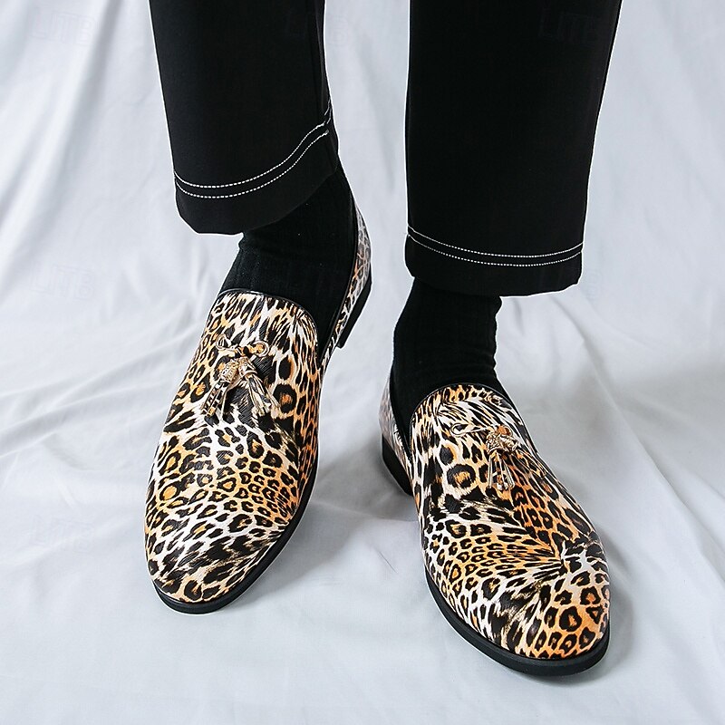 Men's Leopard Print Slip-On Dress Shoes - Stylish Formal Footwear for Dance Parties and Special Events2