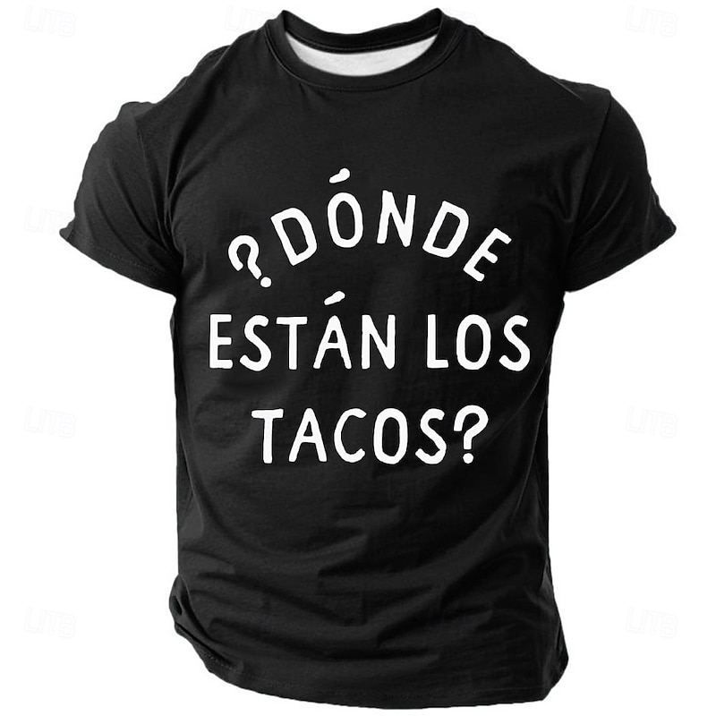 "¿Dónde Están Los Tacos?" Funny Men's Graphic T-Shirt - Red Short Sleeve Tee3