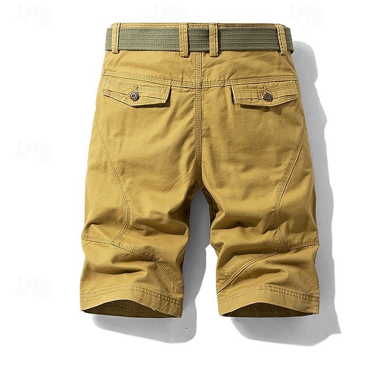 Men's Cargo Shorts Shorts Summer Shorts Work Shorts Golf Shorts Multi Pocket Button-Down Flap Pocket Plain Comfort Wearable Knee Length Outdoor Sport Daily Fashion Casual Black Yellow