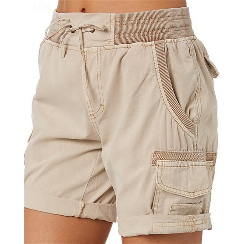 Women's Running Shorts Hiking Shorts Summer Outdoor Regular Fit Quick Dry Shorts Drawstring Elastic Waist Dark Khaki Black Hunting Climbing Camping / Hiking / Caving S M L XL XXL