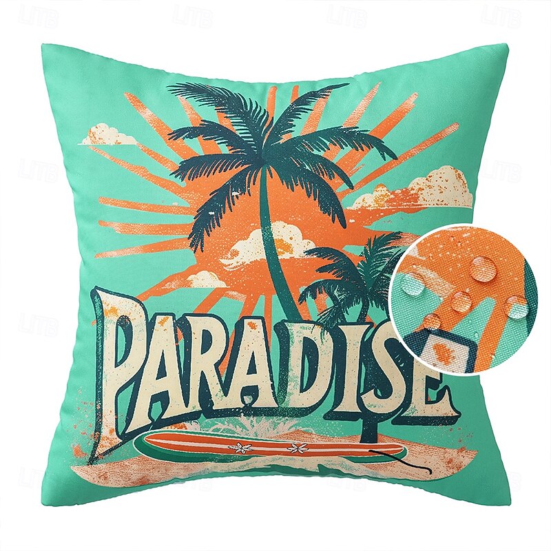 Pillowcase Outdoor Waterproof Hawaii Printing Technology Couch Cushion Cover Coated Outdoor Garden Sofa Cushion Modern Simple 1pc
