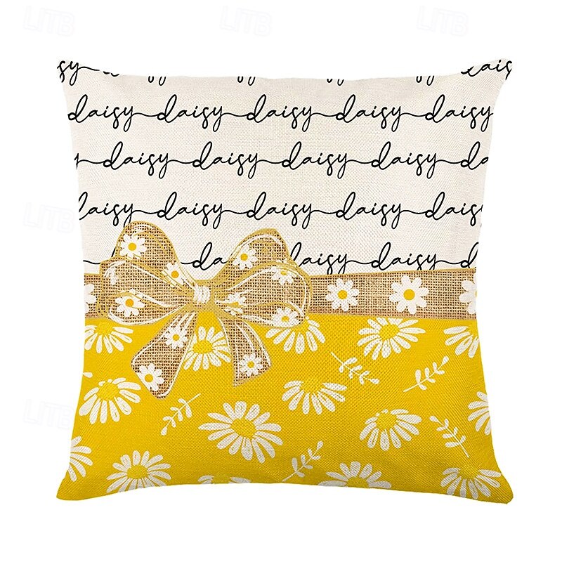 Summer Daisy Decorative Toss Pillows Cover 4PC Soft Square Couch Cushion Case Pillowcase for Bedroom Livingroom Sofa Chair4