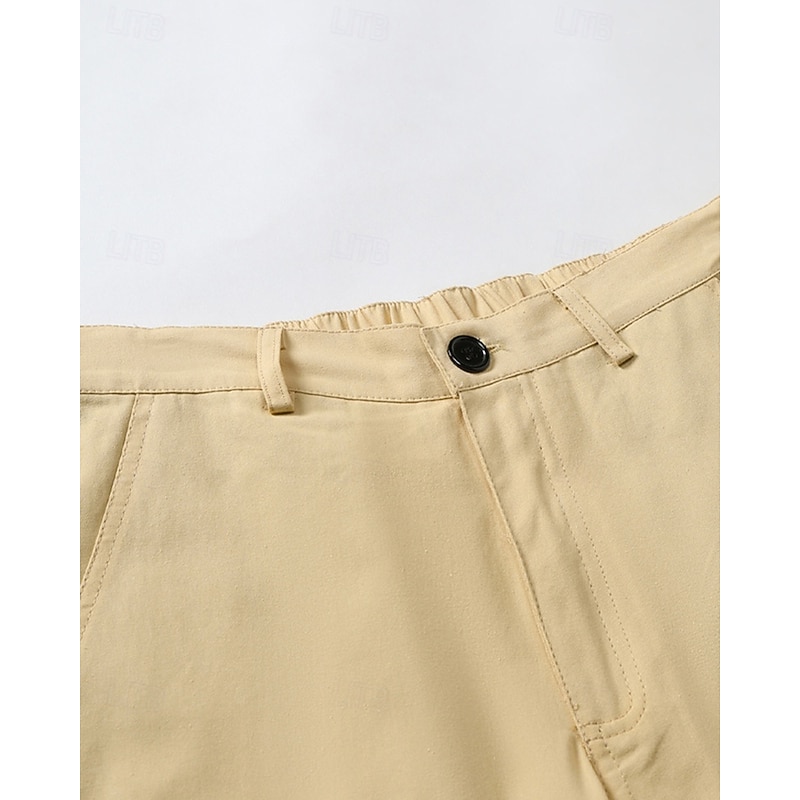 Men's Cargo Shorts Shorts Summer Shorts Elastic Waist Multi Pocket Plain Comfort Wearable Knee Length Outdoor Sport Daily Fashion Casual Black Green2