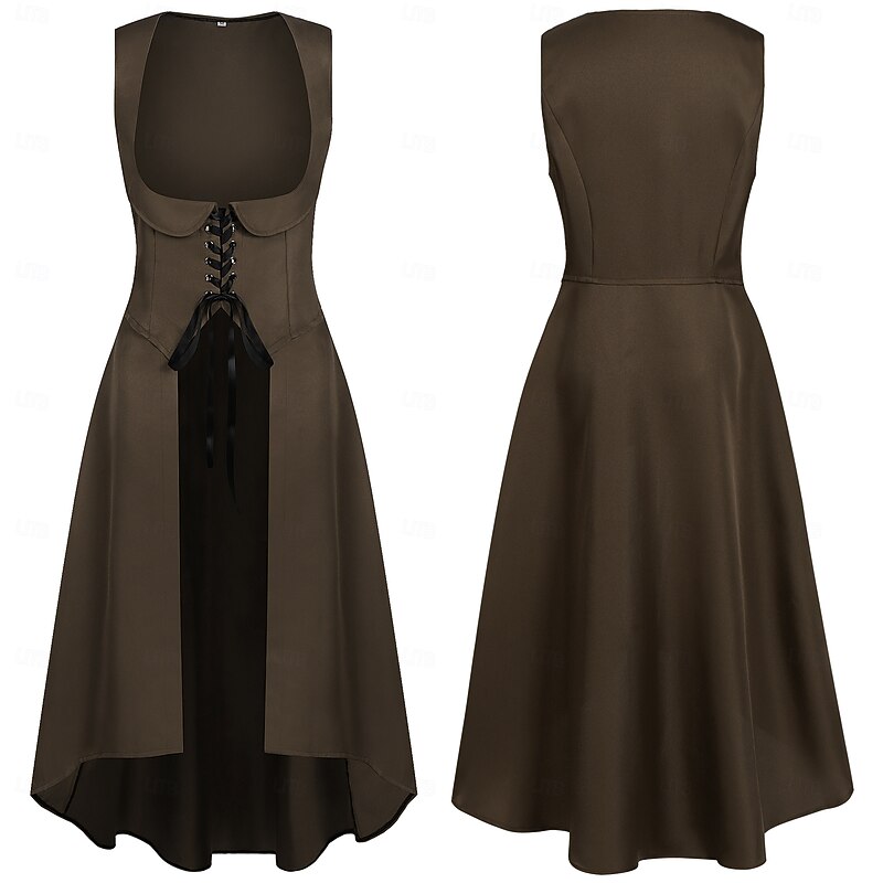 Medieval Renaissance Cocktail Dress Cosplay Costume Prom Dress Viking Outlander Fancy Dress Women's Celtic Pirate Steampunk Masquerade LARP Ren Faire Festival Adults' Dress3