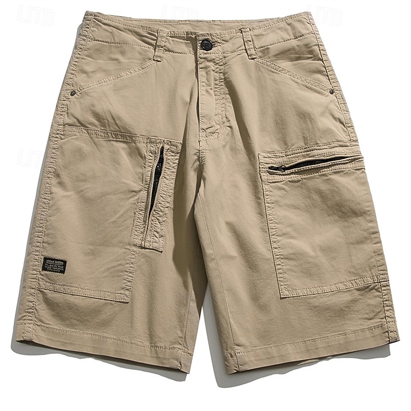 Men's Cargo Shorts Shorts Summer Shorts Zipper Pocket Multi Pocket Plain Comfort Wearable Knee Length Outdoor Sport Daily Fashion Casual Black Red