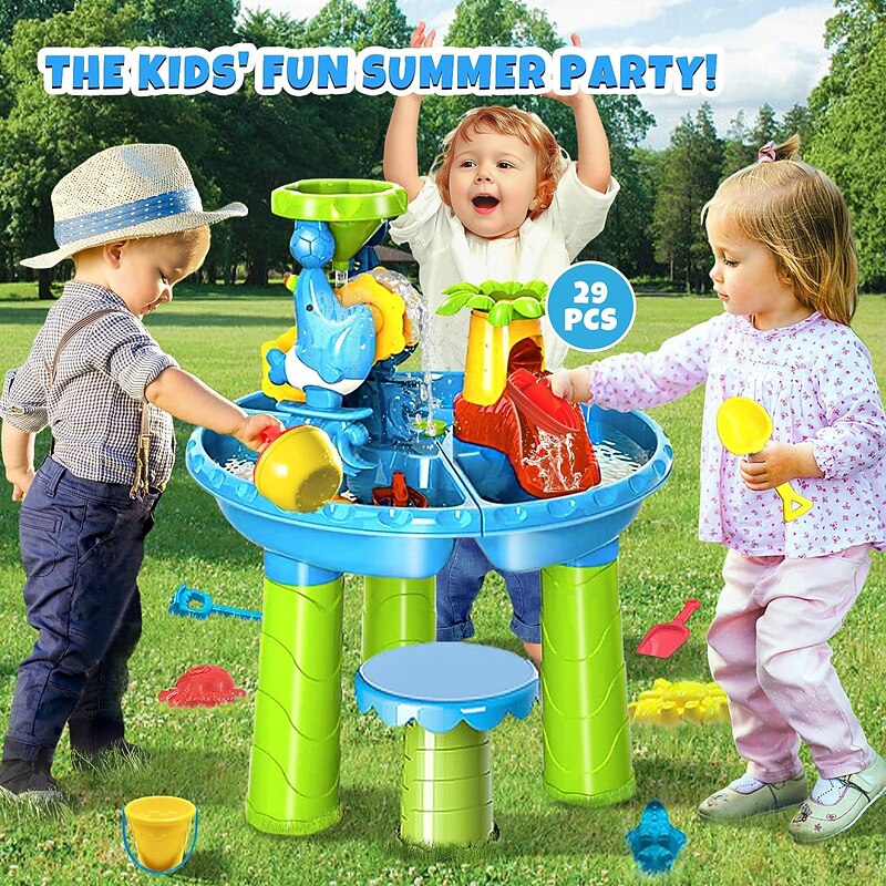 Water Table for Toddler 3-5 1-3 - Outdoor Kids Water Table - Sand Sensory Table Beach Summer Toys Sandbox Activity Table Outdside Water Toys Splash Table Water Table for Girls 3-5 4-8 Pink3