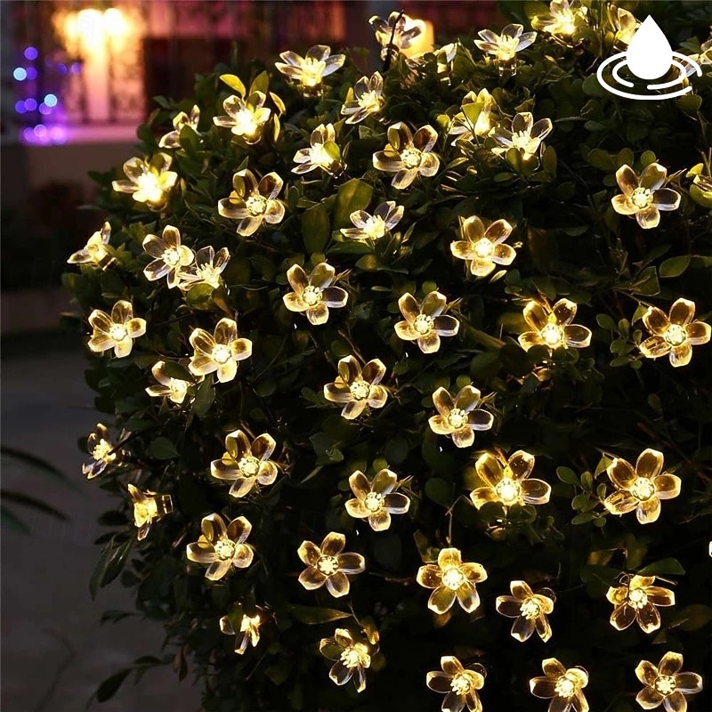 LED Cherry Blossom Fairy Light 10M String Waterproof 100 LEDs String Fairy Lights Waterproof Crystal Flowers Garland Outdoor Wedding Decoration