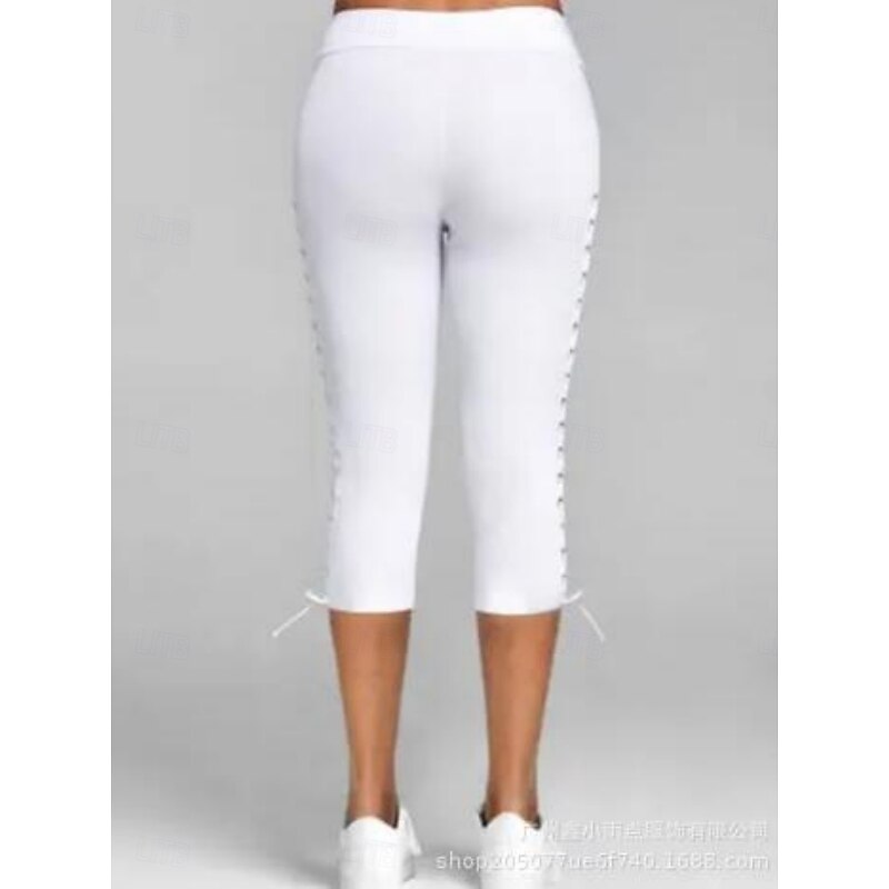 Women's Leggings Capri Pants Sweatpants Crop Active Athletic Knee Length High Waist Plain Patchwork Comfy Soft Comfortable Micro-elastic Outdoor Yoga Athletic Black White Pink Sky Blue Summer Slim Fit3