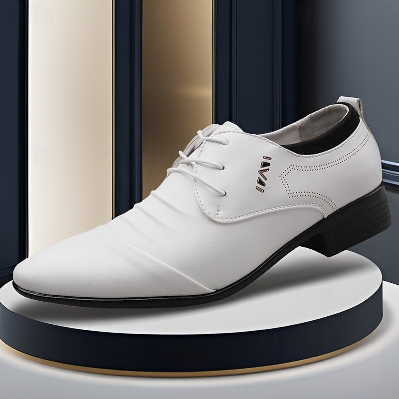 Men's White Lace-Up Formal Shoes - Elegant Dress Shoes for Weddings, Dance Parties and Special Occasions3