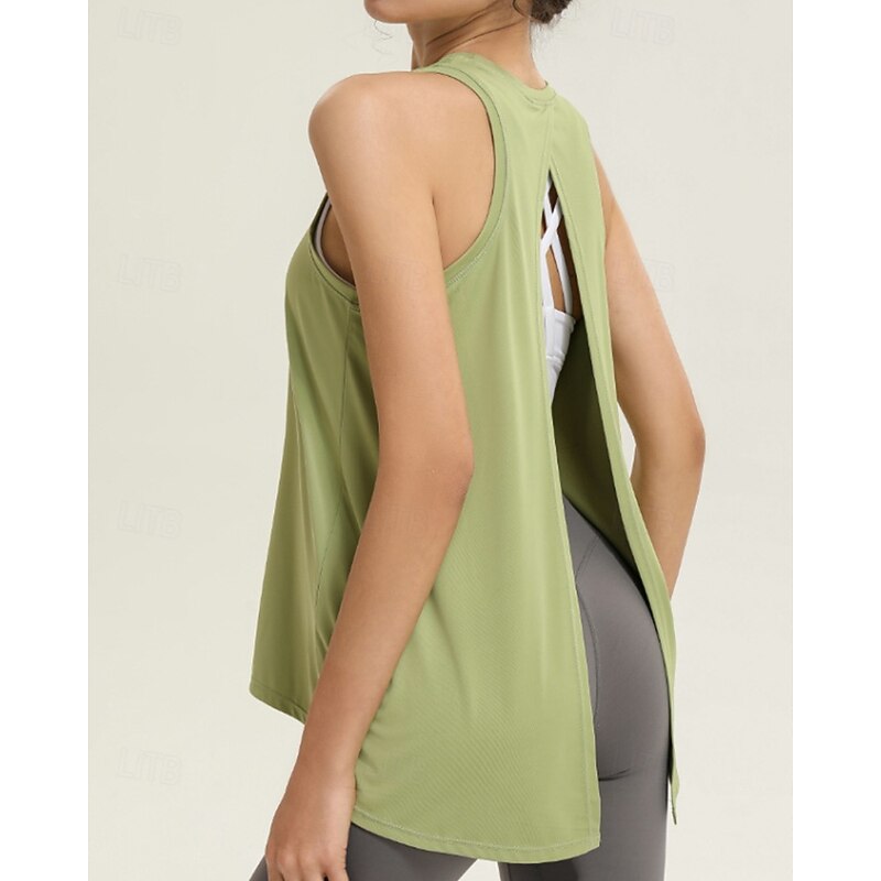 Women's Solid Colored Workout Tank Top Sport Shirt Sports Tank Top Tank Top Sleeveless Quick Dry Breathable Tennis Golf Pickleball Crew Neck Open Back Dark Pink Black White Tennis Clothing