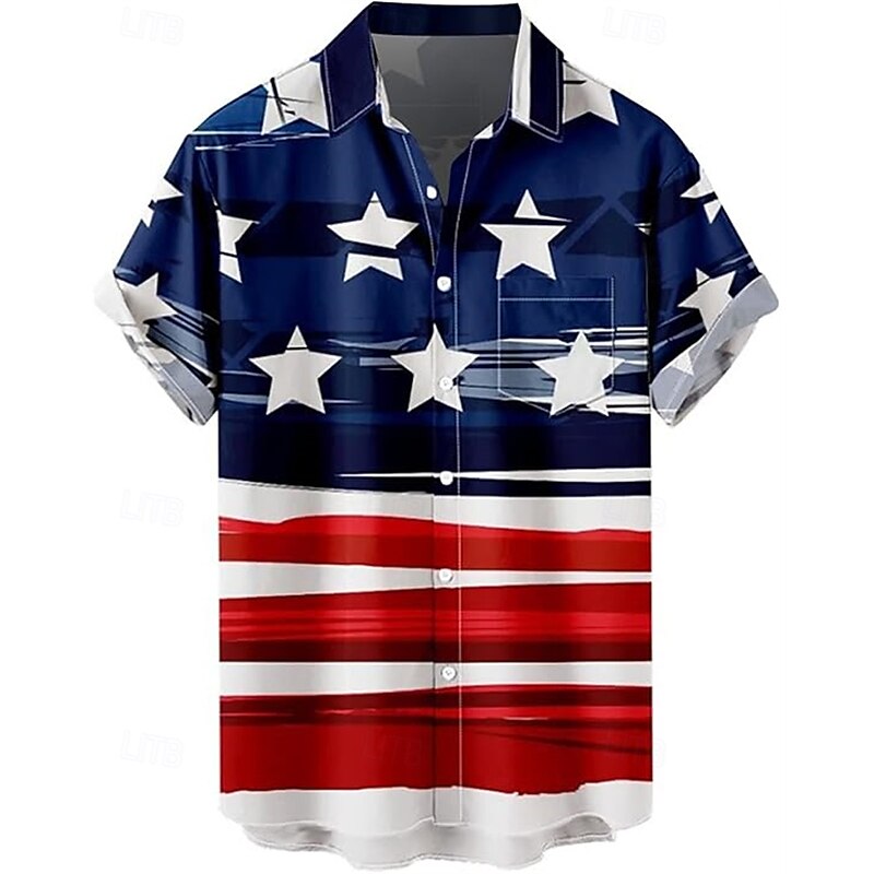 Independence Day July 4 USA Flag Manga Hawaii Shirts Back To School USA Flag Graphic For Men's Adults' Masquerade 4th of July 3D Print Festival2