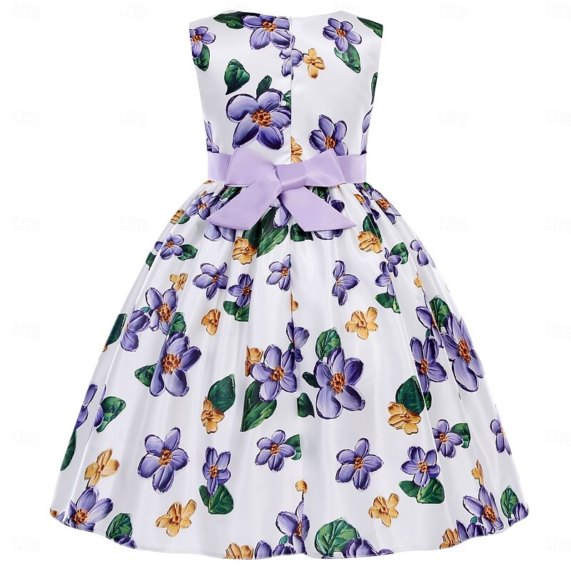 Kids Girls' Party Dress Graphic Sleeveless Performance Special Occasion Princess Sweet Polyester Party Dress Summer Spring kids Purple3