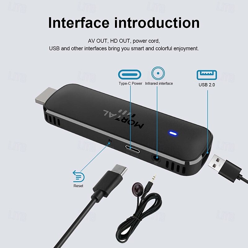 Mortal Android 14 TV Stick Full HD 4K 1080P WiFi 6 Google Voice NETFLIX Youtube Q8 BT5 24Fps Wireless Video Decode Media Player4
