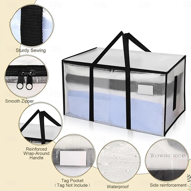 Heavy Duty Moving Bag Extra Large Storage Tote with Zipper and Handles, Thickened Clothes Packing Bag for Bedding, Blankets, Travel, and Home Organization2