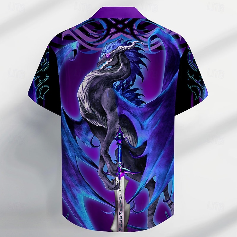 Dragonsword STORMBLADE Ruth Thompson Men's Animal Dragon Button Up Shirt Short Sleeve Designer Shirt Limited Artist Edition2