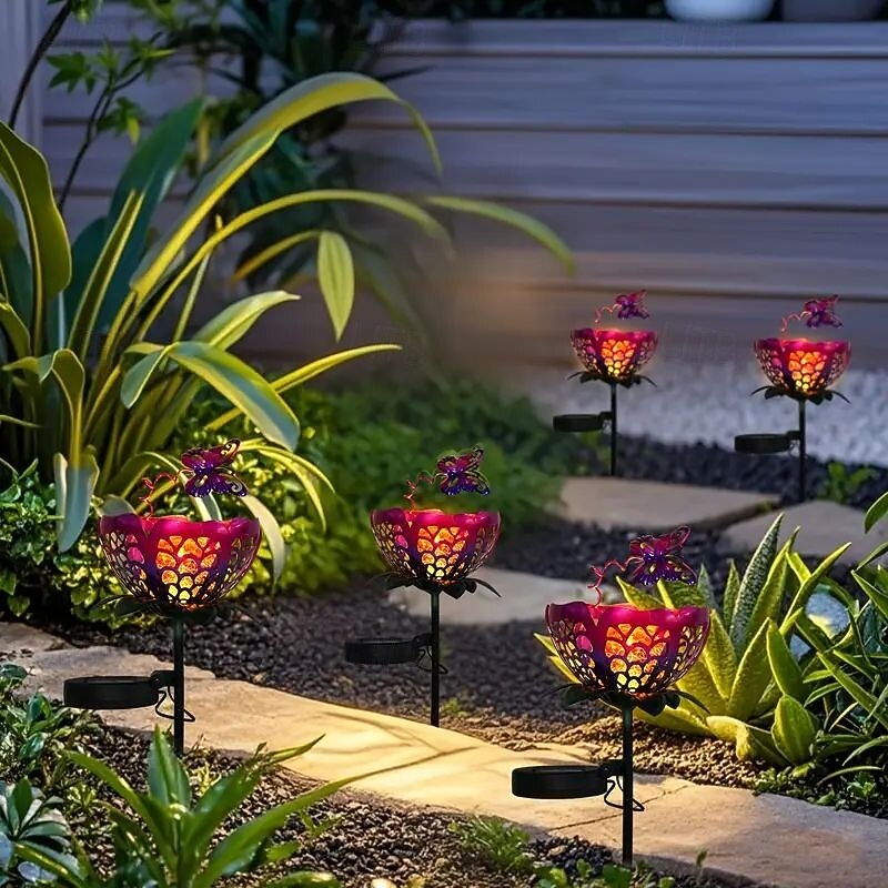 Solar Iron Tulip Butterfly Light Waterproof Garden Light Outdoor Lawn Courtyard Walkway Holiday Landscape Decoration4