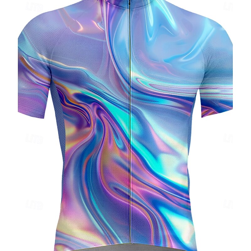 Men's Cycling Jersey Graphic Gradient Short Sleeve Bike Tee Tshirt Top with 3 Rear Pockets Quick Dry Front Zipper Wicking Sports Blue Clothing Apparel3