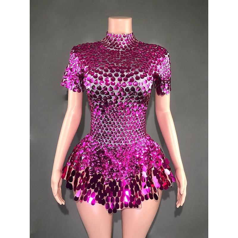 Drag Queen Halloween Dress Mini Sequin Dress Pride Glamorous Sparkle Sheer Women's Halloween Carnival Party Easy Halloween Costumes Dress Up4