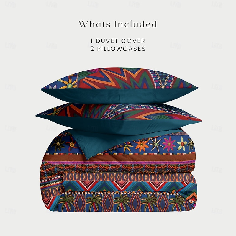 Mexican Pattern Duvet Cover Set 100% Cotton Soft and Breathable Bedding Featuring Tropical Parrot Lightweight and Durable Quilt Cover Comfortable for All Seasons Easy to Care2