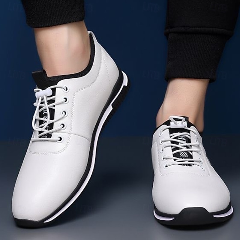 Men's White and Black Lace-Up Sneakers – Trendy Sports Shoes for Active Lifestyles and Casual Wear4