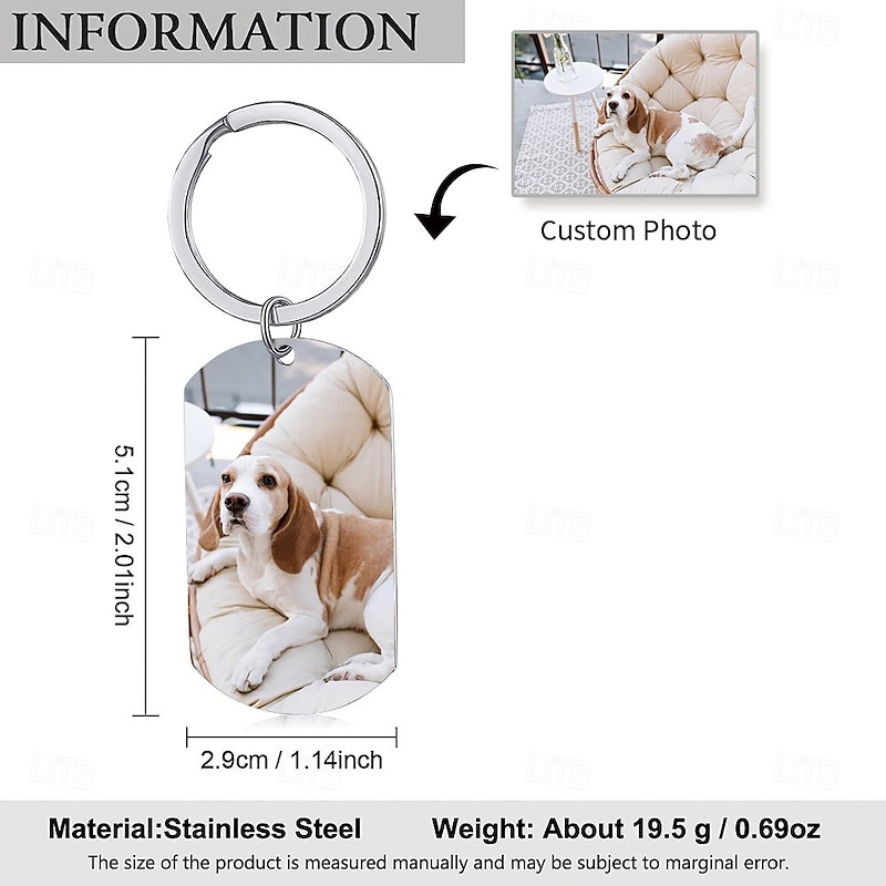 Personalized Pet Photo Keychain Custom Dog Key Ring Memorial Gift for Pet Lovers, Mom Dad Birthday Christmas Valentine's Day Keepsake2