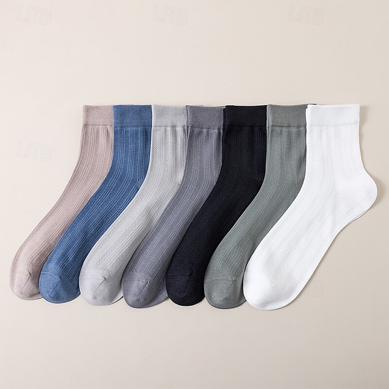 Men's 1 Pair Socks Casual Socks Black White Color Solid Color Hollow School Formal Wedding Mesh Hole Thin Summer Spring Fall All Seasons Elegant Daily - Main Image