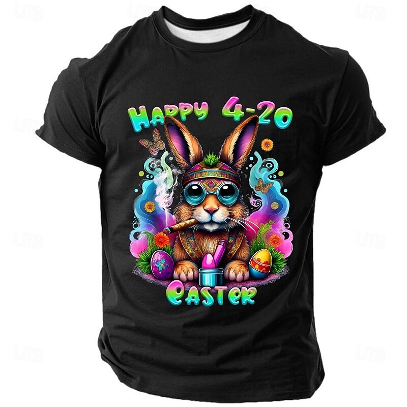 Easter Men's Cartoon Rabbit Funny Slang T Shirt Short Sleeve T shirt 3D Print Crew Neck Shirt Fashion Daily Casual Street Casual Daily Black Blue Green Summer Spring Clothing Apparel S M L XL XXL XXXL2