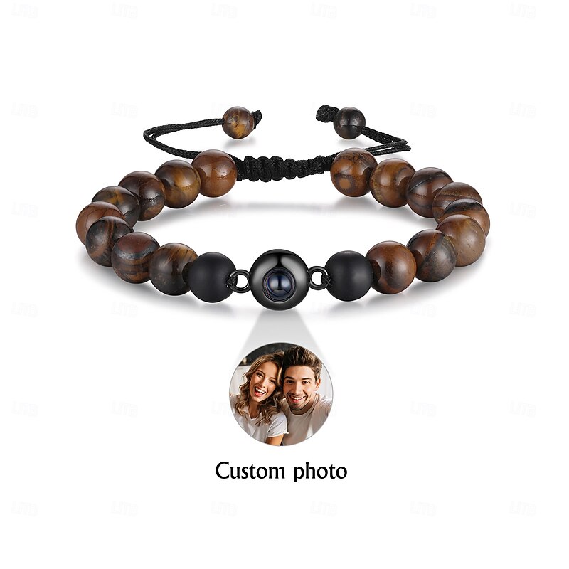 Personalized Photo Projection Bracelet Custom Best Gift for Dad, Husband, Grandpa or Boyfriend, Unique Men's Jewelry for Father's Day, Birthday, Anniversary, Christmas, Valentine's Day4
