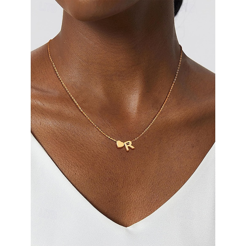 26 Initials Personalized Gold Heart Letter Necklace and Bracelet Set - Exquisite Letter Jewelry for Women and Girls, Romantic Gift for Graduation, Birthday or Valentine's Day3