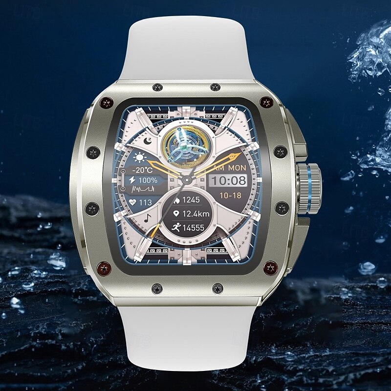 696 V68 Smart Watch 1.76 inch Smartwatch Fitness Running Watch Bluetooth Pedometer Call Reminder Sleep Tracker Compatible with Android iOS Men Hands-Free Calls Message Reminder IPX-0 44mm Watch Case