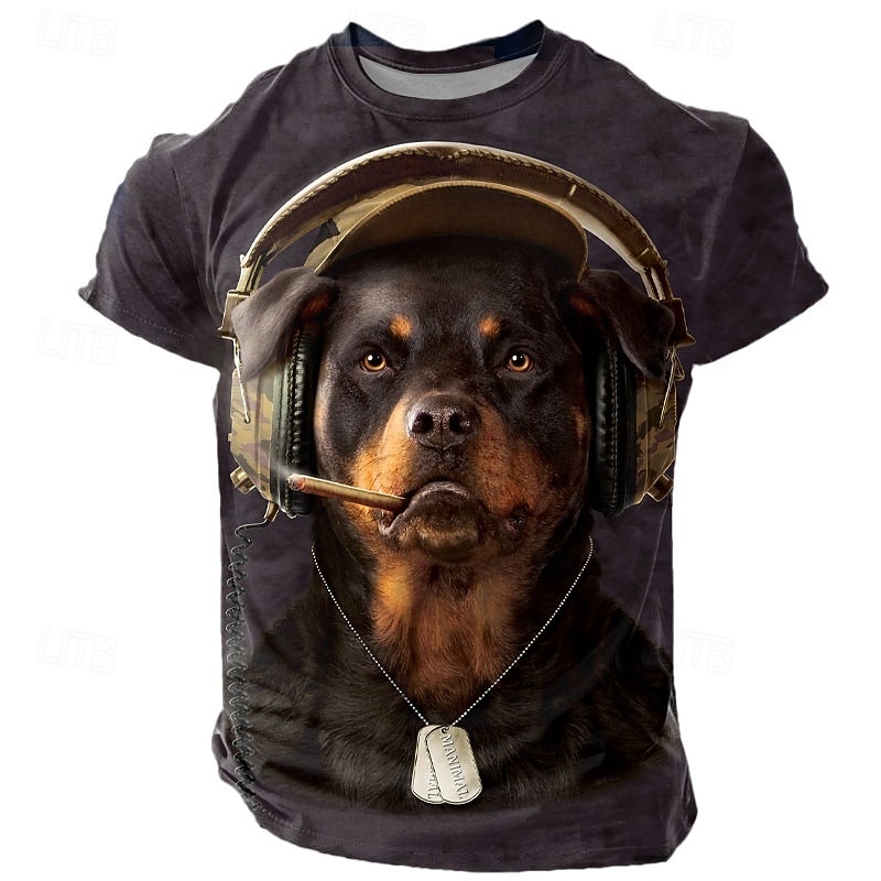 Sergeant Rott VINCENT HIE Men's 3D T Shirt Short Sleeve T shirt 3D Print Crew Neck Shirt Fashion Exaggerated Daily Party Street Casual Black Summer Spring All Seasons Clothing Apparel