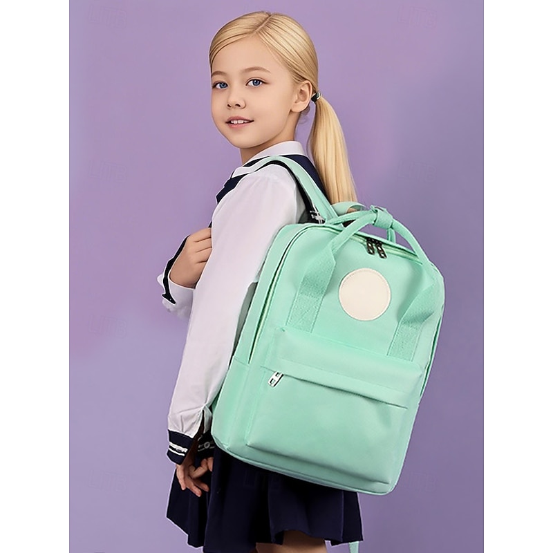 Kids School Backpack with Customizable Badge Patch – Lightweight Durable Elementary Bookbag for Girls and Boys with Adjustable Straps and Large Front Pocket