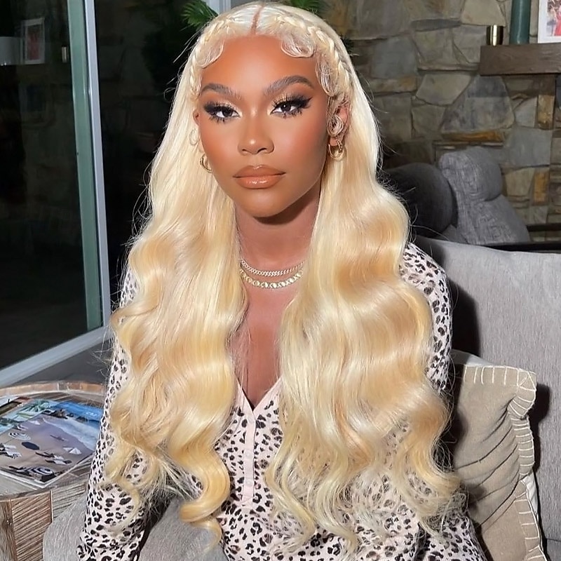 613# Blonde Human Hair Wig Front Lace 13*4 Body Wave Human Hair Lace Wig 150% Density For Black Women3
