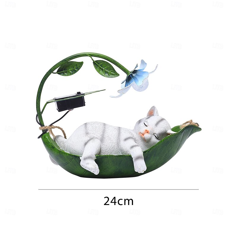 1 Pc Outdoor Solar Cute Animal Sleeping Decorative Light Hanging Tree Courtyard Garden Lawn Path Landscape Light Resin Sculpture Light3