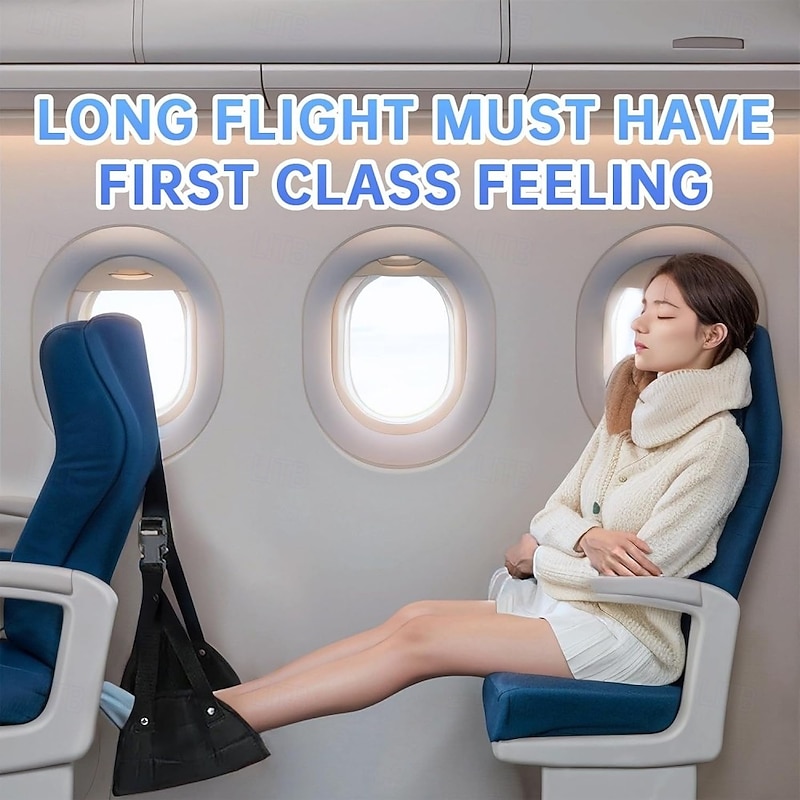 Airplane Foot Hammock for Plane Travel Length Adjustable Airplane Foot Rest Footrest for Travel Hammock Office Hammock with Airplane and High-speed Rail Footrest Hammock Foot Stepping3