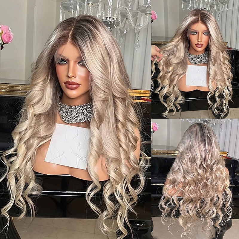 Remy Human Hair 5x5 Closure Wig 13x4 Lace Front Wig  Brazilian Hair Loose Wave Multi-color Wig with Baby Hair Ombre Ash Blonde Lace Front Glueless Wigs For Women2