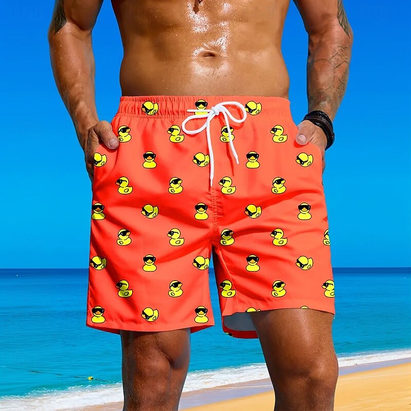 Men's Animal Funny Duck Swim Trunks Swim Shorts Board Shorts Mid Waist Streetwear Hawaiian Beach Vacation Wear Side Pockets Mesh Lining Elastic Drawstring Waist Designer Clothing Apparel2