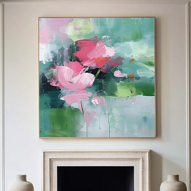 Large hand painted Flower Landscape Oil Painting On Canvas Pastel Floral Painting Spring Flower Scenery Painting wall art picture Large Wall Art painting for Living Room Decor2