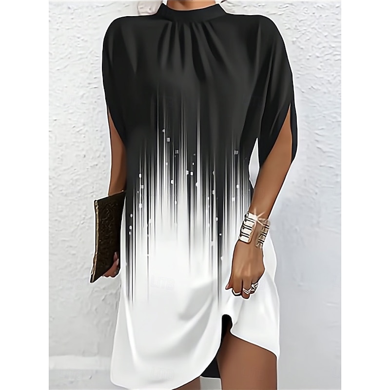 Women's Mini Dress Summer Dress Work Dresses Casual Semi Formal Daily Holiday Regular Fit Graphic Geometric Short Sleeve High Neck Black Pink Brown Summer2